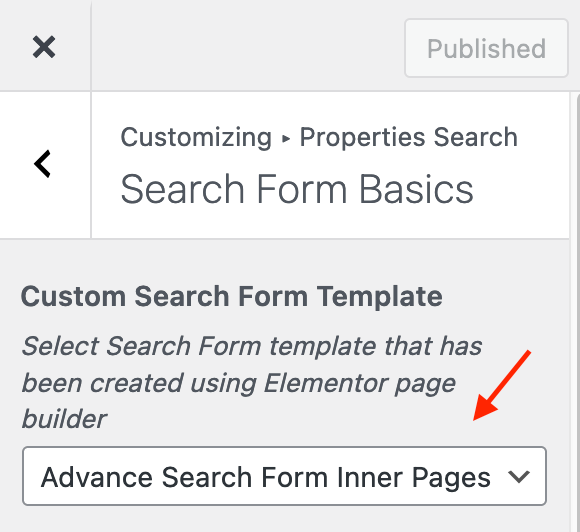 Select & Assign Custom Search Template in Custoomizer settings